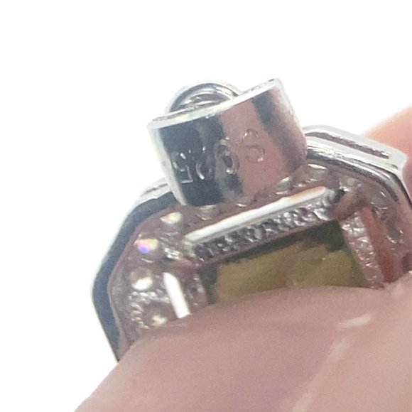 Green Tourmaline .80ct White Gold Finish Solid 925 Sterling Silver Pendant - Picture 4 of 4